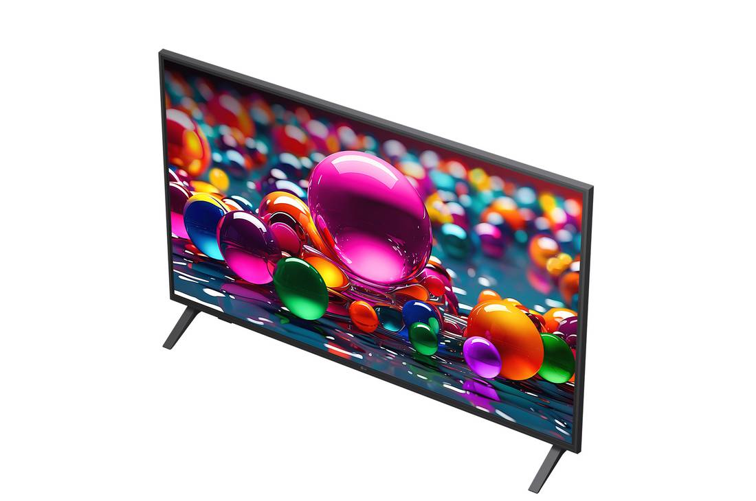 LG Smart TV LG UHD AI UA75 4K 2025 43 pouces, Le processeur alpha 7 AI de 8ème génération s’illumine en jaune et des éclairs de couleur fusent de celui-ci. Le titre évoque la façon dont le processeur offre une qualité 4K, des couleurs et une lumi, 43UA75006LA, thumbnail 6