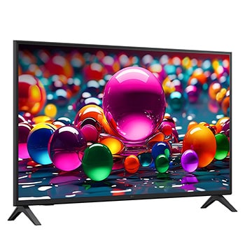 LG Smart TV LG UHD AI UA75 4K 2025 43 pouces, Vue avant d’une TV UHD UA75, logo LG UHD Al dans le coin supérieur. La LG UHD TV représente des textures colorées semblables à de la peinture, réunies., 43UA75006LA, thumbnail 2