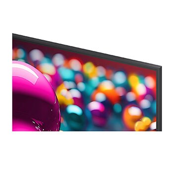 LG Smart TV LG UHD AI UA75 4K 2025 43 pouces, Comparaison avant et après de la façon dont la mise à l’échelle supérieure LG 4K améliore la qualité d’image. Deux panneaux montrant la même image d’un oiseau coloré assis sur une branche dans une for, 43UA75006LA, thumbnail 7