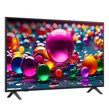 LG Smart TV LG UHD AI UA75 4K 2025 50 pouces, Vue avant d’une TV UHD UA75, logo LG UHD Al dans le coin supérieur. La LG UHD TV représente des textures colorées semblables à de la peinture, réunies., 50UA75006LA, thumbnail 2
