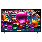 LG Smart TV LG UHD AI UA75 4K 2025 65 pouces, Vue avant d’une TV UHD UA75, logo LG UHD Al dans le coin supérieur. La LG UHD TV représente des textures colorées semblables à de la peinture, réunies., 65UA75006LA, thumbnail 1