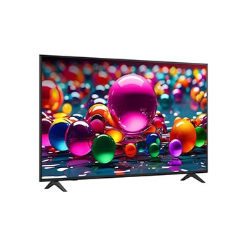 LG Smart TV LG UHD AI UA75 4K 2025 65 pouces, Vue avant d’une TV UHD UA75, logo LG UHD Al dans le coin supérieur. La LG UHD TV représente des textures colorées semblables à de la peinture, réunies., 65UA75006LA, thumbnail 2