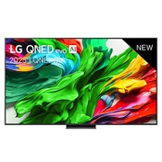LG Smart TV LG QNED evo AI QNED86 MiniLED 4K 2025 86 pouces, Vue avant de la TV LG QNED evo QNED86, logo LG QNED evo Al, dans le coin supérieur. La TV LG QNED evo QNED85 représente des textures colorées semblables à de la peinture, réunies., 86QNED86A6A, thumbnail 1