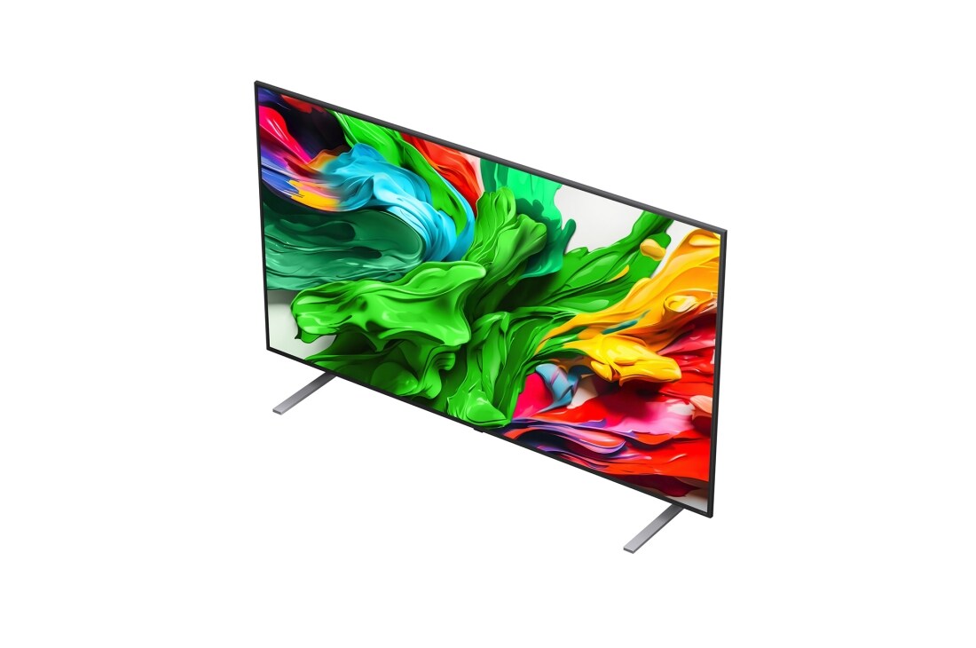 LG Smart TV LG QNED evo AI QNED85 MiniLED 4K 2025 75 pouces, Le processeur alpha 8 AI de 2ème génération s’illumine en violet et rose et des éclairs de couleur fusent de celui-ci. Le titre évoque la façon dont le processeur offre une qualité 4K, des couleurs et, 75QNED85A6C, thumbnail 6