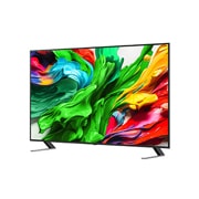 LG Smart TV LG QNED evo AI QNED85 MiniLED 4K 2025 75 pouces, Vue avant et latérale de la TV LG QNED evo QNED85 montrant ses dimensions de longueur, largeur, hauteur et profondeur., 75QNED85A6C, thumbnail 5