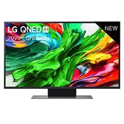 LG Smart TV LG QNED evo AI QNED86 MiniLED 4K 2025 43 pouces, Vue avant de la TV LG QNED evo QNED85, logo LG QNED evo Al, dans le coin supérieur. La TV LG QNED evo QNED85 représente des textures colorées semblables à de la peinture, réunies., 43QNED86A6C, thumbnail 1