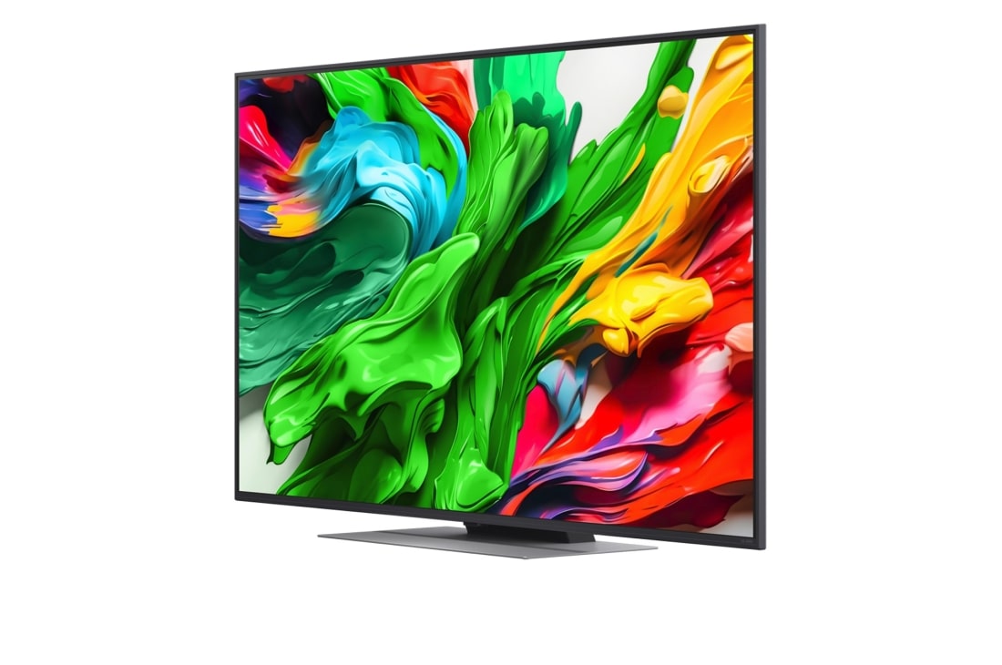 LG Smart TV LG QNED evo AI QNED87 MiniLED 4K 2025 55 pouces, Vue avant et latérale de la Smart TV LG QNED evo AI QNED85 4K montrant ses dimensions de longueur, largeur, hauteur et profondeur., 55QNED87A6B, thumbnail 4