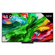 LG Smart TV LG QNED evo AI QNED87 MiniLED 4K 2025 65 pouces, Vue avant de la TV LG QNED evo QNED92, logo LG QNED evo Al, dans le coin supérieur. La TV LG QNED evo QNED92 représente des textures colorées semblables à de la peinture, réunies., 65QNED87A6B, thumbnail 1