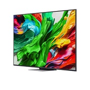 LG Smart TV LG QNED evo AI QNED87 MiniLED 4K 2025 65 pouces, Vue avant et latérale de la Smart TV LG QNED evo AI QNED85 4K montrant ses dimensions de longueur, largeur, hauteur et profondeur., 65QNED87A6B, thumbnail 4