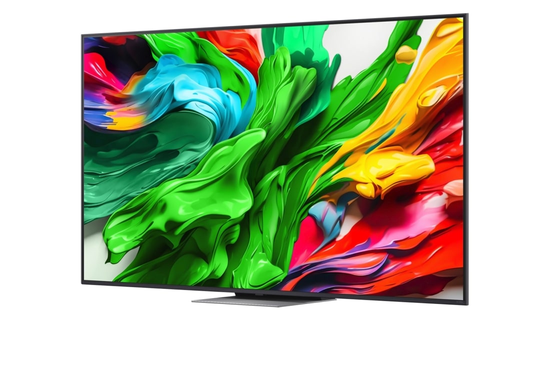 LG Smart TV LG QNED evo AI QNED87 MiniLED 4K 2025 75 pouces, Des éclaboussures de peinture éclatent en hauteur depuis le sol dans diverses couleurs. Certification Intertrek pour un volume de couleurs à 100 % par rapport au DCI-P3. Le titre parle de la nouvelle , 75QNED87A6B, thumbnail 5