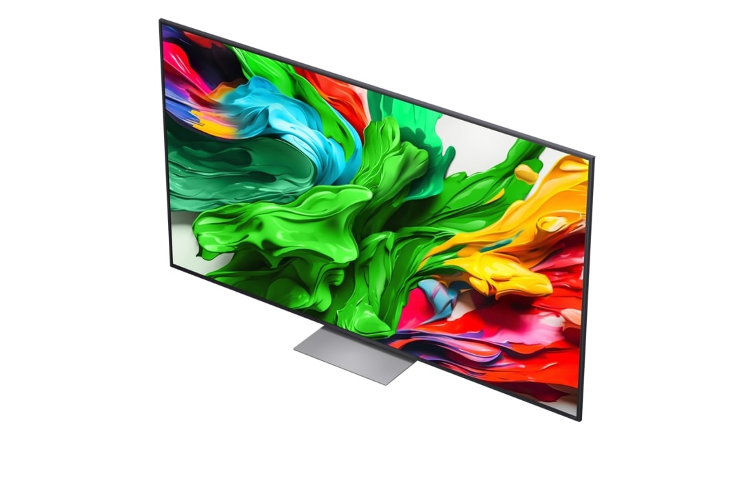 LG Smart TV LG QNED evo AI QNED87 MiniLED 4K 2025 75 pouces, Fleur holographique en 3D dans de nombreuses nuances différentes sur un fond noir. La définition et les détails de la fleur montrent la capacité de la MiniLED de QNED à produire des visuels aux couleu, 75QNED87A6B, thumbnail 6