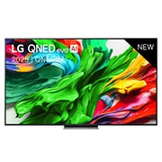 LG Smart TV LG QNED evo AI QNED87 MiniLED 4K 2025 75 pouces, Vue avant de la TV LG QNED evo QNED92, logo LG QNED evo Al, dans le coin supérieur. La TV LG QNED evo QNED92 représente des textures colorées semblables à de la peinture, réunies., 75QNED87A6B, thumbnail 1