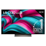 LG Smart TV LG OLED evo AI 4K C5 2025 55 pouces, Vue avant de la Smart TV LG OLED evo AI C5 4K. L’emblème OLED numéro 1 dans le monde pendant 12 ans et le logo LG OLED evo AI 2025 sont à l’écran., OLED55C56LB, thumbnail 1