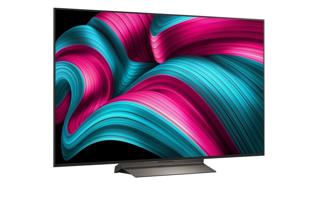 LG Smart TV LG OLED evo AI 4K C5 2025 55 pouces, Vue avant de la Smart TV LG OLED evo AI C5 4K. L’emblème OLED numéro 1 dans le monde pendant 12 ans et le logo LG OLED evo AI 2025 sont à l’écran., OLED55C56LB, thumbnail 2