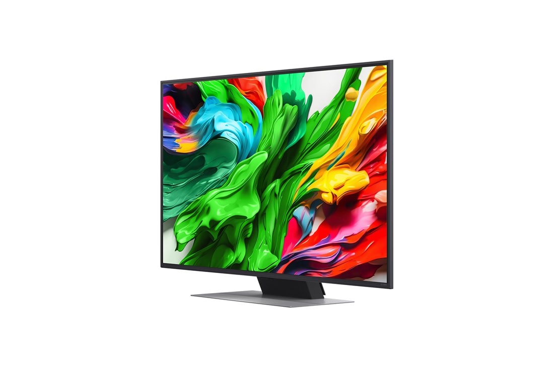 LG Smart TV LG QNED AI QNED87 4K 2025 50 pouces, Vue avant et latérale de la Smart TV LG QNED evo AI QNED85 4K montrant ses dimensions de longueur, largeur, hauteur et profondeur., 50QNED87A6D, thumbnail 4