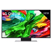 LG Smart TV LG QNED AI QNED87 4K 2025 50 pouces, Vue avant de la TV LG QNED evo QNED92, logo LG QNED evo Al, dans le coin supérieur. La TV LG QNED evo QNED92 représente des textures colorées semblables à de la peinture, réunies., 50QNED87A6D, thumbnail 1