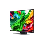 LG Smart TV LG QNED AI QNED87 4K 2025 50 pouces, Vue avant et latérale de la Smart TV LG QNED evo AI QNED85 4K montrant ses dimensions de longueur, largeur, hauteur et profondeur., 50QNED87A6D, thumbnail 4
