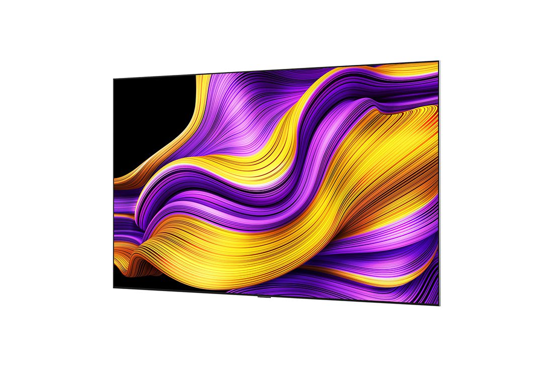 LG Smart TV LG OLED evo AI 4K G5 2025 97 pouces, Vue avant et latérale de la Smart TV LG OLED evo AI G5 4K montrant ses dimensions de longueur, largeur, hauteur et profondeur., OLED97G54LW, thumbnail 5