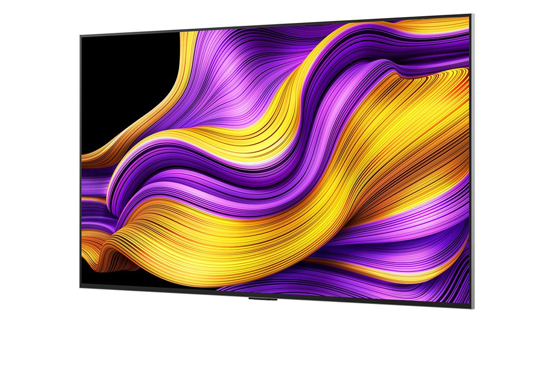 LG Smart TV LG OLED evo AI 4K G5 2025 55 pouces, Vue avant et latérale de la Smart TV LG OLED evo AI G5 4K montrant ses dimensions de longueur, largeur, hauteur et profondeur., OLED55G55LW, thumbnail 5