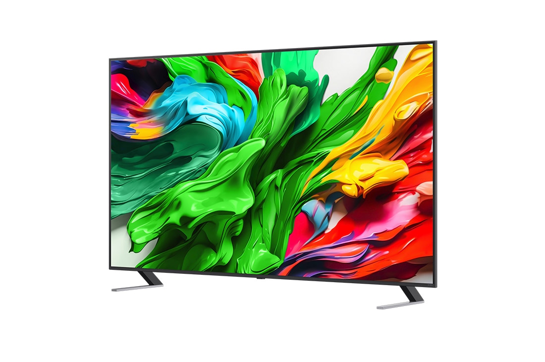 LG Smart TV LG QNED evo AI QNED85 MiniLED 4K 2025 86 pouces, Vue avant et latérale de la TV LG QNED evo QNED85 montrant ses dimensions de longueur, largeur, hauteur et profondeur., 86QNED85A6C, thumbnail 5