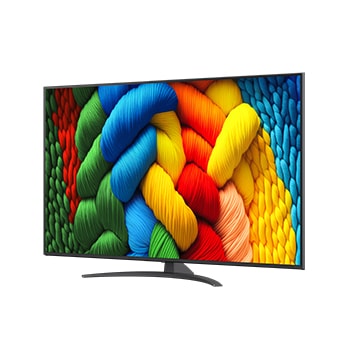 LG Smart TV LG NanoCell AI NANO81 2025 4K 65 pouces, Vue avant et latérale de la Smart TV LG NanoCell NANO80 AI 4K montrant ses dimensions de longueur, largeur, hauteur et profondeur., 65NANO81A6A, thumbnail 4