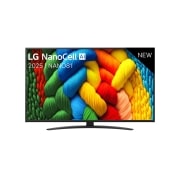 LG Smart TV LG NanoCell AI NANO81 2025 4K 50 pouces, Vue avant de la TV NanoCell, logo LG NanoCell Al dans le coin supérieur. La TV LG NanoCell NANO80 représente des textures colorées semblables à de la peinture, réunies., 50NANO81A6A, thumbnail 1