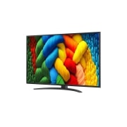 LG Smart TV LG NanoCell AI NANO81 2025 4K 50 pouces, Vue avant et latérale de la Smart TV LG NanoCell NANO80 AI 4K montrant ses dimensions de longueur, largeur, hauteur et profondeur., 50NANO81A6A, thumbnail 4