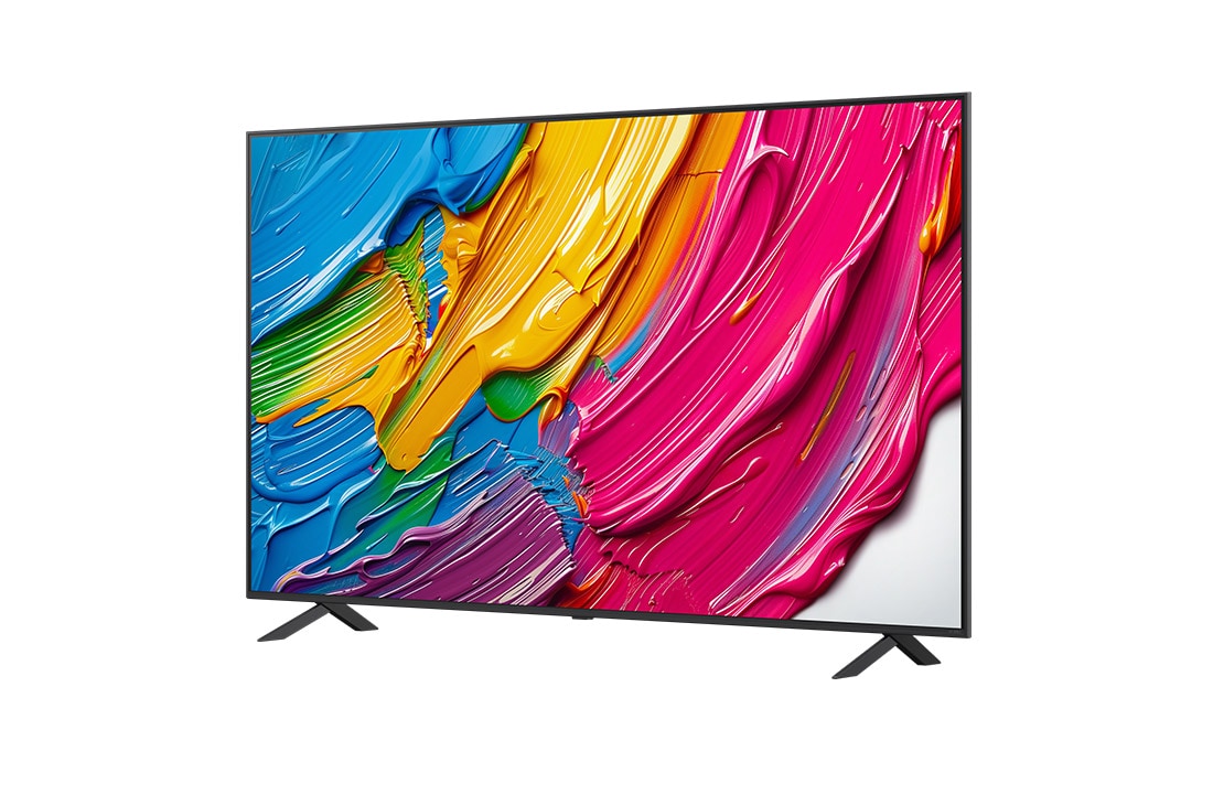 LG Smart TV LG QNED AI QNED80 4K 2025 86 pouces, Des éclaboussures de peinture éclatent en hauteur depuis le sol dans diverses couleurs. Certification Intertrek pour un volume de couleurs à 100 % par rapport au DCI-P3. Le titre parle de la nouvelle , 86QNED80A6A, thumbnail 5