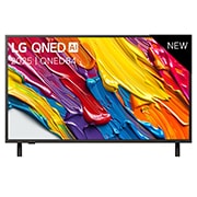 LG Smart TV LG QNED AI QNED84 4K 2025 43 pouces, Vue avant de la LG QNED84 TV, logo LG QNED Al, dans le coin supérieur. La LG QNED TV représente des textures colorées semblables à de la peinture, réunies., 43QNED84A6C, thumbnail 1