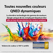 LG Smart TV LG QNED AI QNED84 4K 2025 75 pouces, Des éclaboussures de peinture éclatent en hauteur depuis le sol dans diverses couleurs. Certification Intertrek pour un volume de couleurs à 100 % par rapport au DCI-P3. Le titre parle de la nouvelle , 75QNED84A6C, thumbnail 5