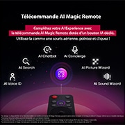 LG Smart TV LG QNED AI QNED84 4K 2025 75 pouces, Télécommande LG AI Magic Remote avec le bouton IA en surbrillance. Autour d’elle se trouvent les différentes fonctionnalités auxquelles un utilisateur peut accéder à partir du bouton. AI Voice ID, AI , 75QNED84A6C, thumbnail 11