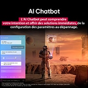 LG Smart TV LG QNED AI QNED84 4K 2025 75 pouces, Du contenu de science-fiction est diffusé sur un écran de LG TV. Sur l’écran se trouve l’interface AI Chatbot. L’utilisateur a envoyé un message au Chatbot indiquant que l’écran est trop sombre. Le Ch, 75QNED84A6C, thumbnail 15