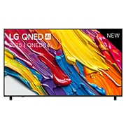 LG Smart TV LG QNED AI QNED84 4K 2025 75 pouces, Vue avant de la LG QNED84 TV, logo LG QNED Al, dans le coin supérieur. La LG QNED TV représente des textures colorées semblables à de la peinture, réunies., 75QNED84A6C, thumbnail 1