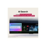 LG Smart TV LG QNED AI QNED70 4K 2025 50 pouces, Gros plan d’une LG TV montrant le fonctionnement de la recherche par IA, AI Search. Une petite fenêtre de chat est ouverte, montrant comment l’utilisateur a demandé les jeux de sport disponibles. La r, 50QNED70A6A, thumbnail 11