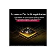 LG Smart TV LG QNED AI QNED70 4K 2025 65 pouces, Le processeur alpha 7 AI de 8ème génération s’illumine en jaune et des éclairs de couleur fusent de celui-ci. Le titre évoque la façon dont le processeur offre une qualité 4K, des couleurs et une lumi, 65QNED70A6A, thumbnail 6