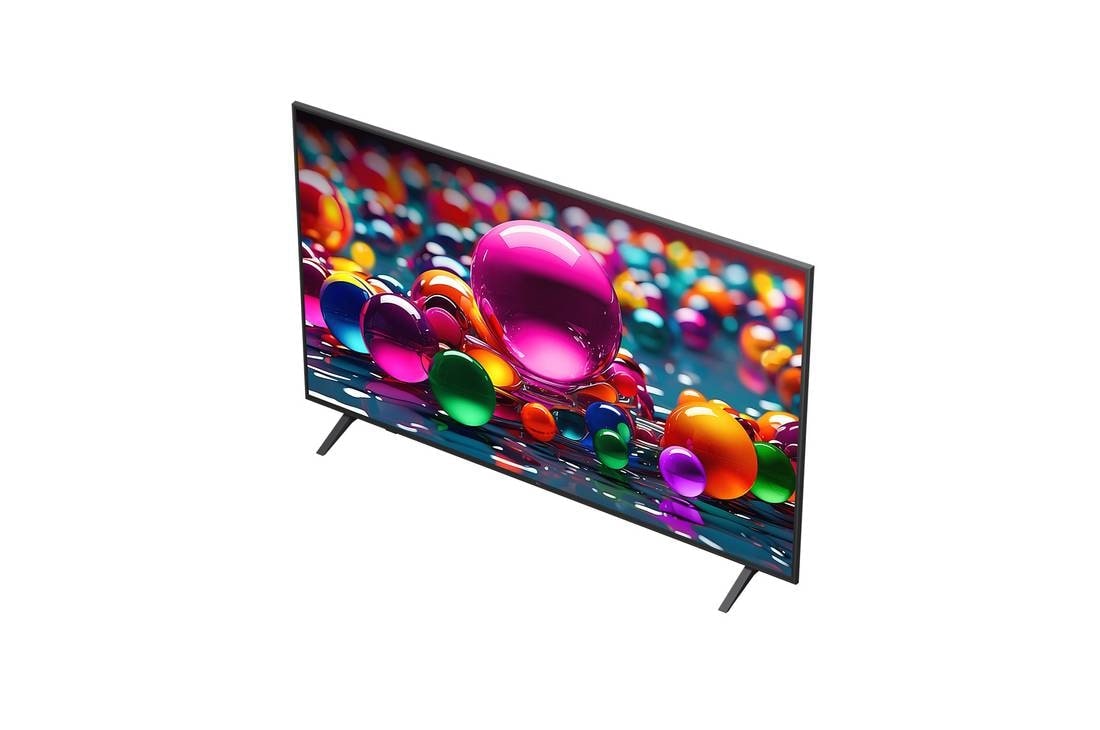 LG Smart TV LG UHD AI UA74 4K 2025 75 pouces, Le processeur alpha 7 AI de 8ème génération s’illumine en jaune et des éclairs de couleur fusent de celui-ci. Le titre évoque la façon dont le processeur offre une qualité 4K, des couleurs et une lumi, 75UA74006LB, thumbnail 6