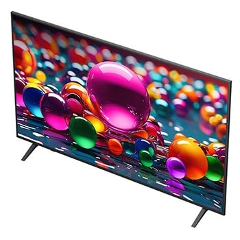 LG Smart TV LG UHD AI UA74 4K 2025 75 pouces, Le processeur alpha 7 AI de 8ème génération s’illumine en jaune et des éclairs de couleur fusent de celui-ci. Le titre évoque la façon dont le processeur offre une qualité 4K, des couleurs et une lumi, 75UA74006LB, thumbnail 6