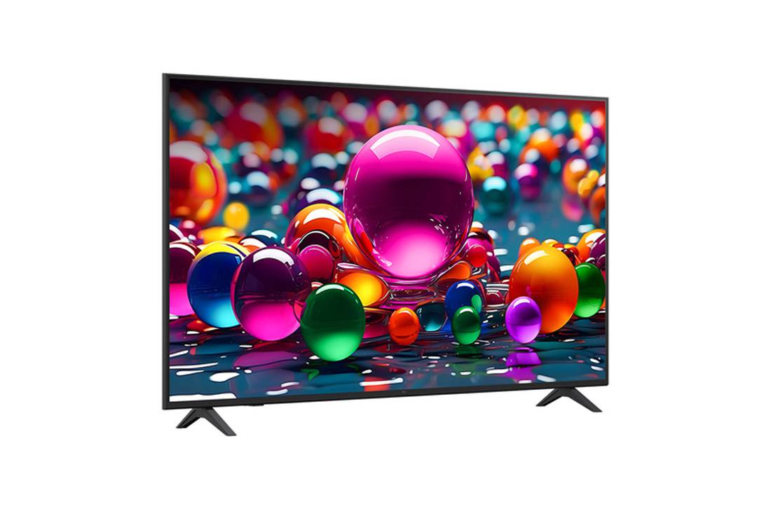 LG Smart TV LG UHD AI UA74 4K 2025 65 pouces, Vue avant d’une TV UHD UA74, logo LG UHD Al dans le coin supérieur. La LG UHD TV représente des textures colorées semblables à de la peinture, réunies., 65UA74006LB, thumbnail 2