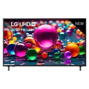 LG Smart TV LG UHD AI UA74 4K 2025 55 pouces, Vue avant d’une TV UHD UA74, logo LG UHD Al dans le coin supérieur. La LG UHD TV représente des textures colorées semblables à de la peinture, réunies., 55UA74006LB, thumbnail 1