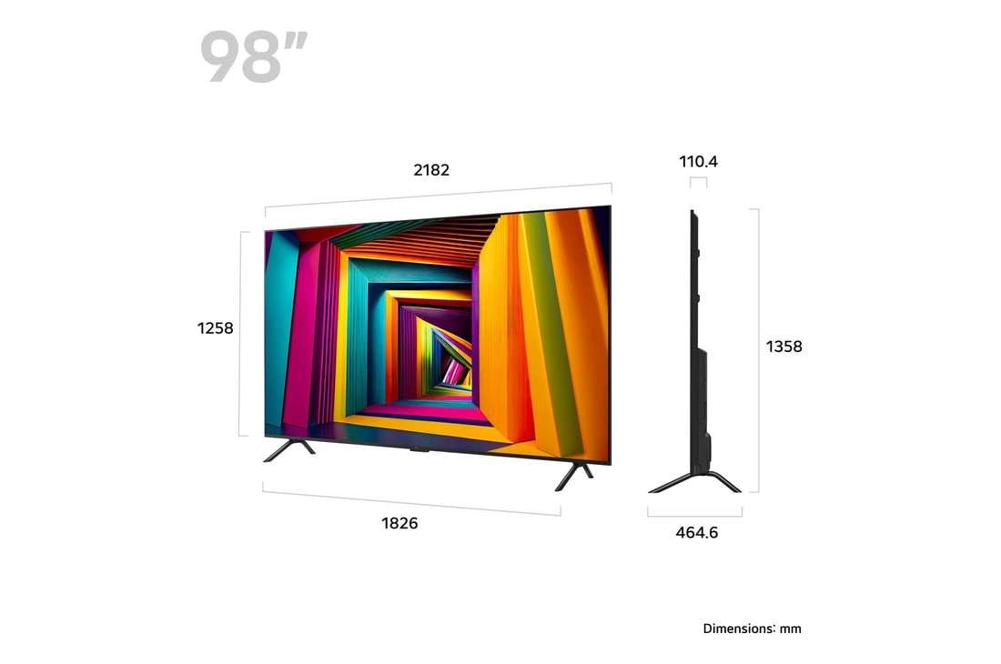 LG Smart TV LG UHD UT91 4K 98 pouces 2024, Vue de face du téléviseur LG UHD, UT90, 98UT91006LA, thumbnail 2