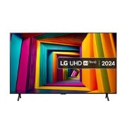 LG Smart TV LG UHD UT91 4K 98 pouces 2024, Vue de face du téléviseur LG UHD, UT90 avec le texte LG UHD AI ThinQ, 2024, et le logo webOS Re:New Program à l’écran., 98UT91006LA, thumbnail 1