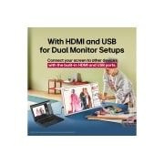 LG Écran tactile portable LG StanbyME 2 Super de 27 pouces, LG StanbyME 2. A hand interacting with the touch screen showing ease of use. The text talks about being able to connect your screen with other devices easily. , 27LX6TDGA, thumbnail 6