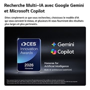 LG Smart TV LG QNED evo AI QNED86 Mini LED 4K 2026 55 pouces, Le badge lauréat des CES Innovation Awards 2026 dans la catégorie Intelligence artificielle reconnaît la recherche Multi-AI avec Google Gemini et Microsoft Copilot., 55QNED86B6B, thumbnail 13
