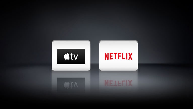 Quatre logos : L’application Apple TV et Netflix