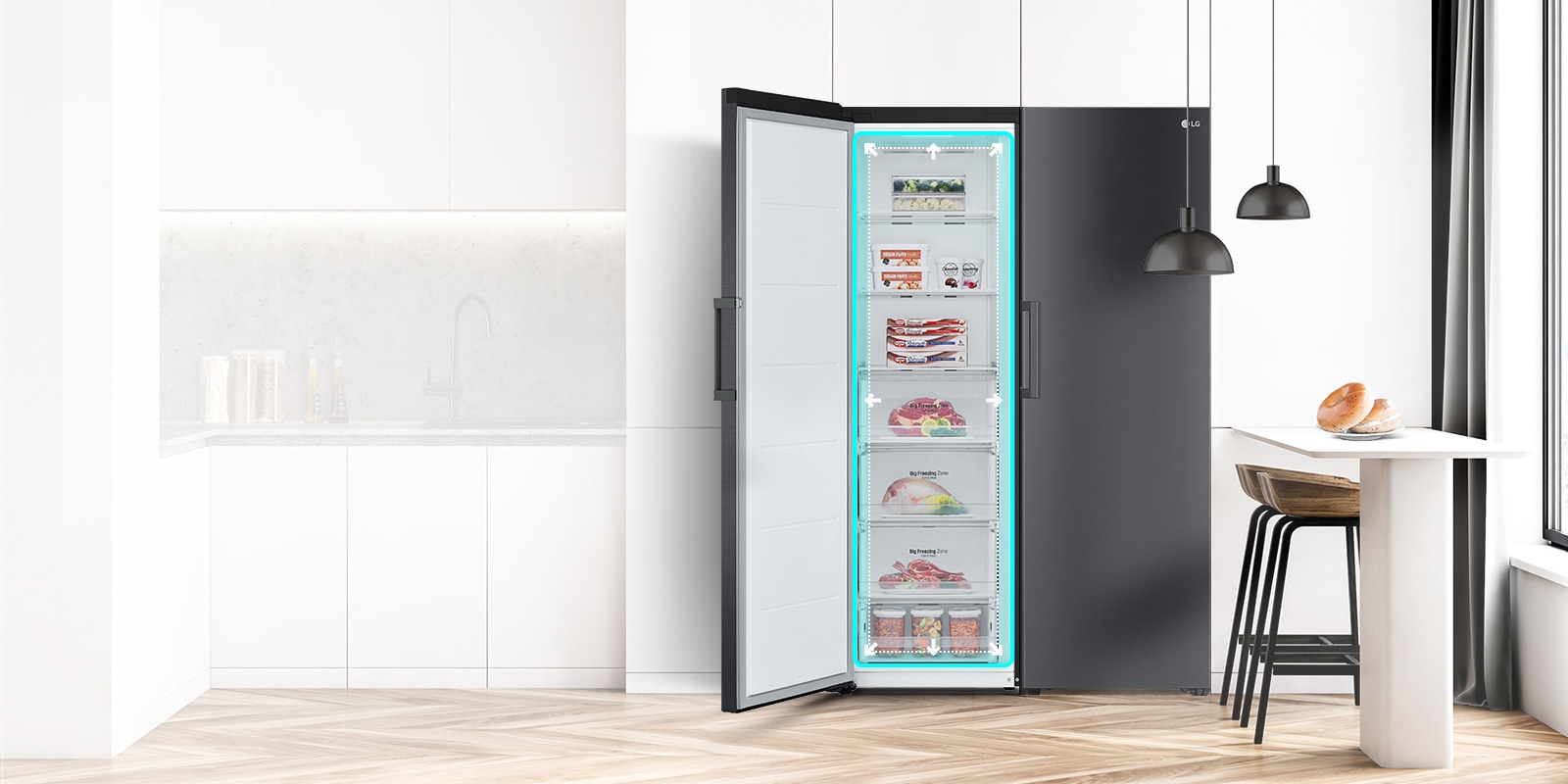 С голeмия капацитет на LG фризера имаш достатъчно място за всички любими вкусотии.