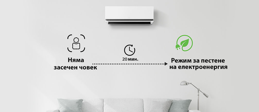Режимът за пестене на електроенергия се активира, ако ако няма открито присъствие в продължение на 20 минути.
