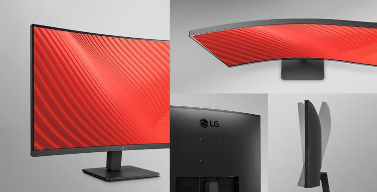 Този дисплей има тънка рамка от три страни, а мониторът предлага регулиране на наклона.