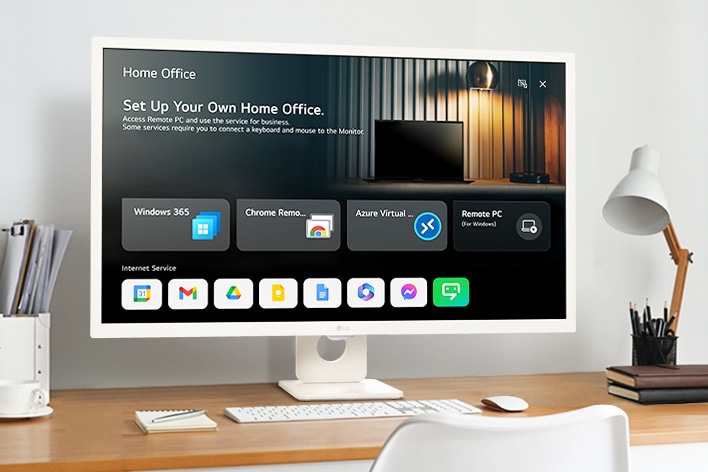 Home Office display: lg 32sr50f-w