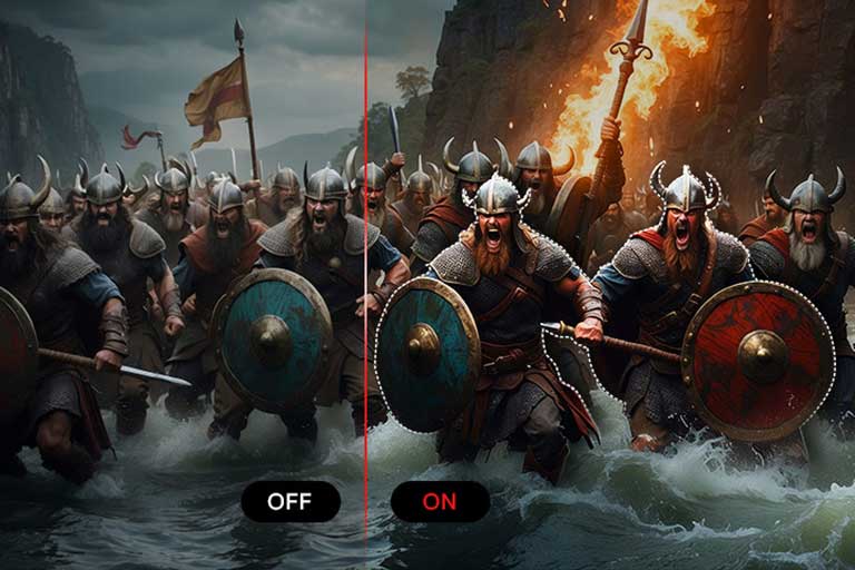 Сравнение на изображения с включена и изключена функция AI Picture.