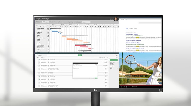 Анимацията показва, че повече съдържание може да се покаже на екрана наведнъж, благодарение на дисплея със съотношение на страните 21:9.